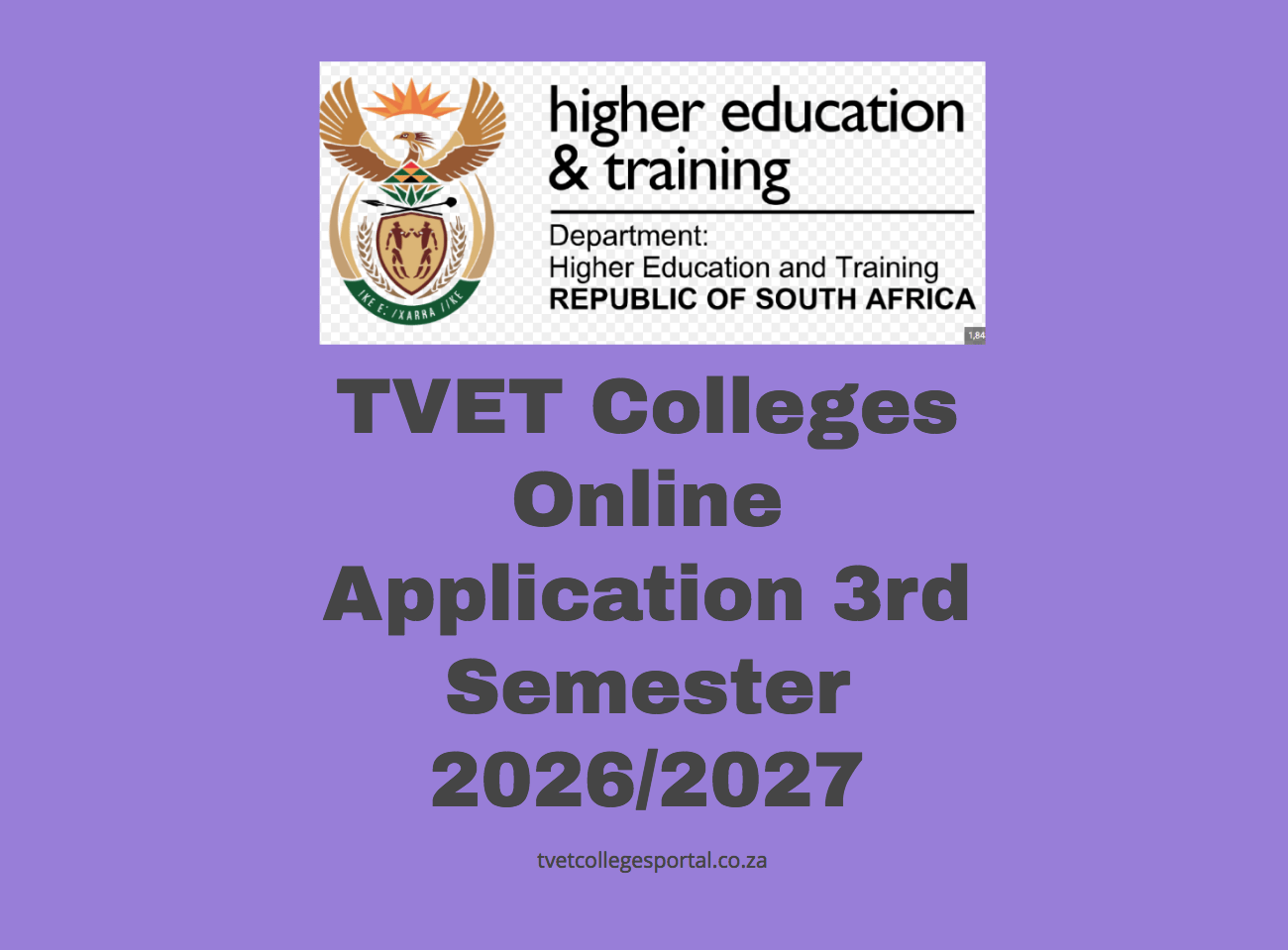 TVET Colleges Online Application 3rd Semester 2026/2027